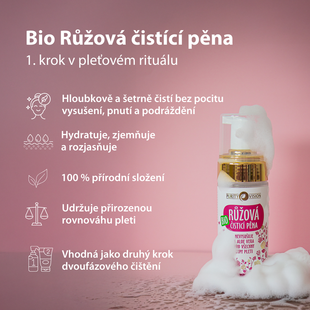 Bio Růžová čisticí pěna 90 ml