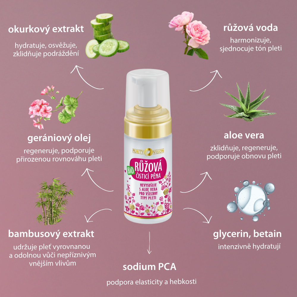 Bio Růžová čisticí pěna 90 ml